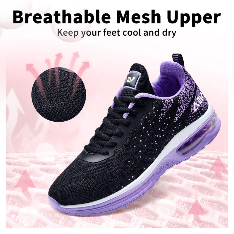 MAYKX Women’s Running Shoes – Knit Upper Walking Sneakers Soft Cotton Insole Cushion For Sports Or Daily Walks