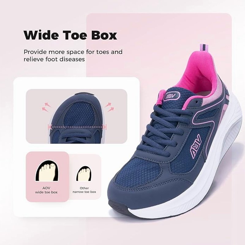 MAYKX Women’s Wide Toe Box Arch Support Walking Shoes –Orthotic With Removable Insoles For Plantar Fasciitis & Long Standing