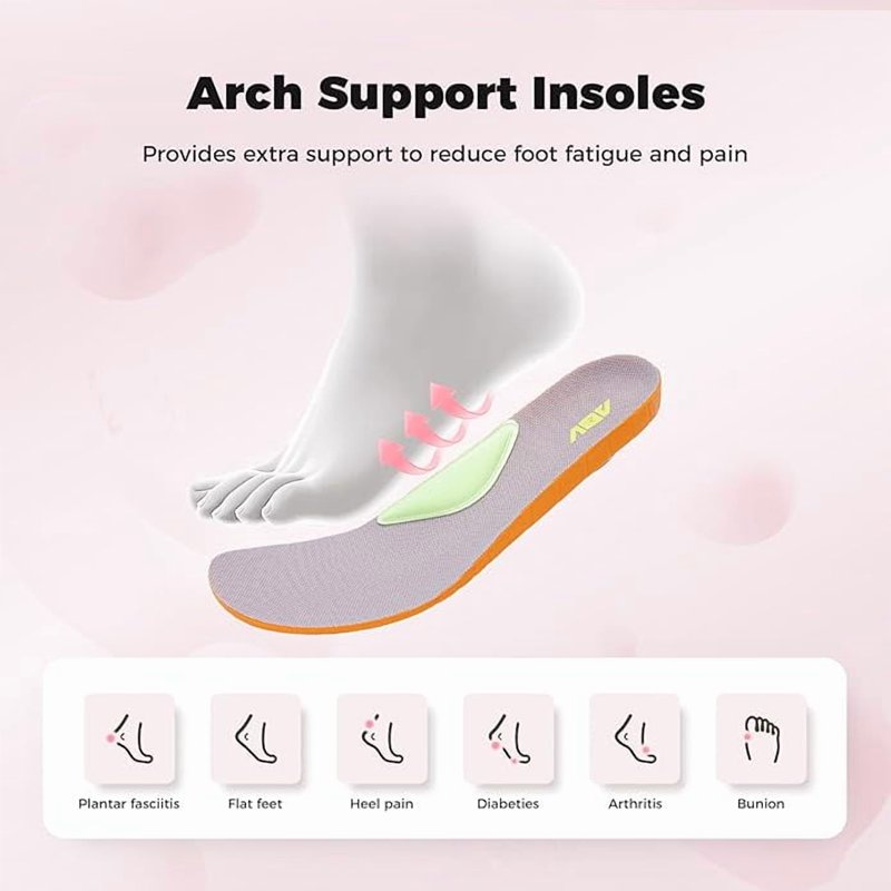 MAYKX Women’s Wide Toe Box Arch Support Walking Shoes –Orthotic With Removable Insoles For Plantar Fasciitis & Long Standing
