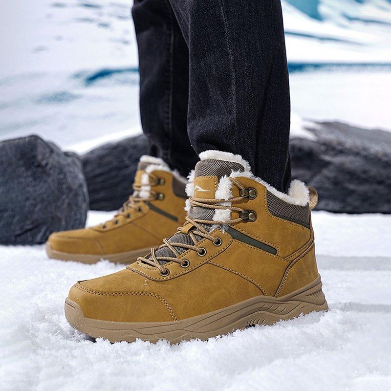 MeMoride Mens Snow Boots Waterproof Warm Faux Fur Lined Ankle Booties Non-slip Winter Hiking Boots For Men