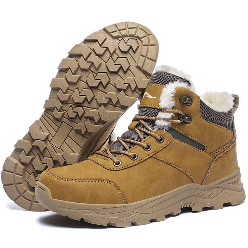 MeMoride Mens Snow Boots Waterproof Warm Faux Fur Lined Ankle Booties Non-slip Winter Hiking Boots for Men