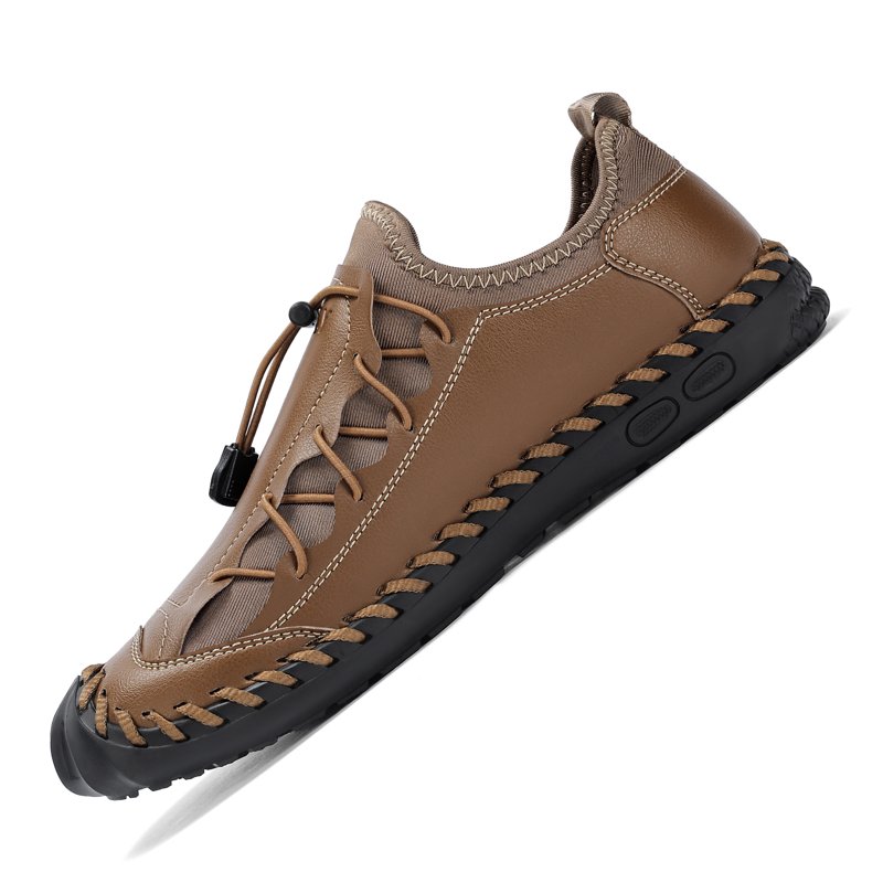 Men’s Casual Shoes For Men's Leather Loafers Summer Shoes Leather Breathable Outdoor Casual Shoe Beach Sport Hiking Work Male Brown Grey Navy Blue