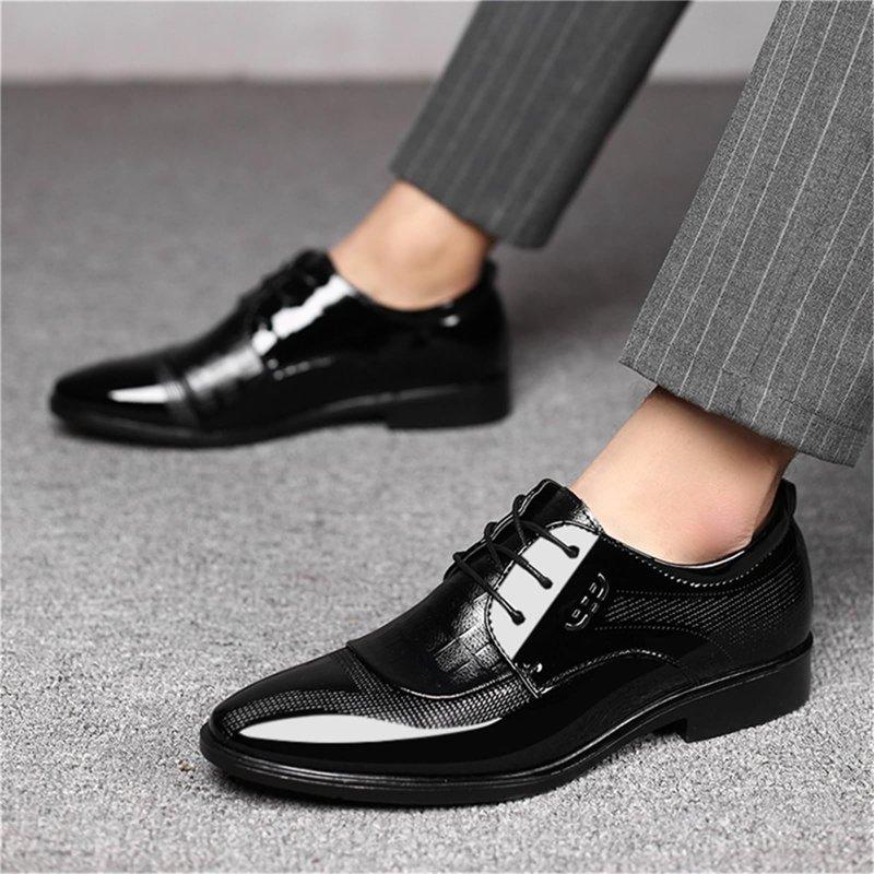 Men's Dress Shoes Cracked Pattern Trendy Oxford Stitching Uppers Business Casual Leather Derbys Shoes