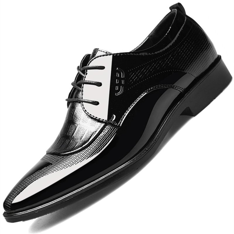 Men's Dress Shoes Cracked Pattern Trendy Oxford Stitching Uppers Business Casual Leather Derbys Shoes