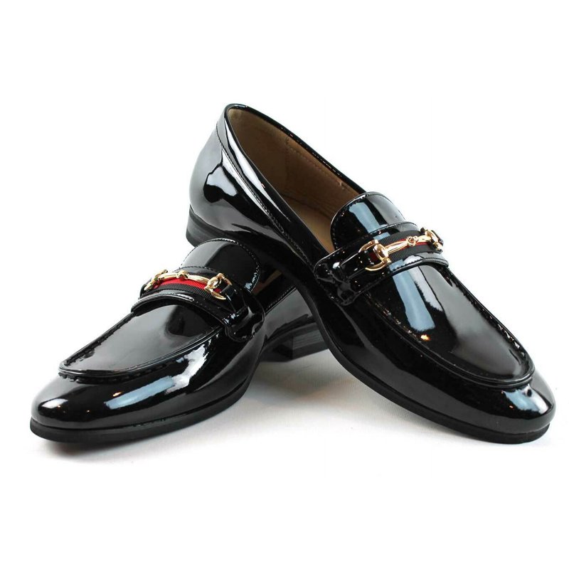Men's Dress Shoes Loafer With Gold Buckle Slip On Formal Modern Classic