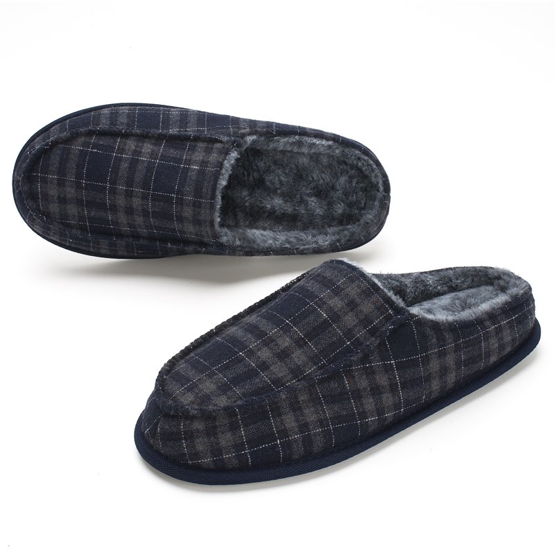 Men's Memory Foam House Slippers - Cozy Fuzzy Bedroom Slip-on Loafer Shoes. Warm & Comfy Indoor Outdoor Moccasins. Unique Christmas Gift for Dad Grandpa Husband Boyfriend Navy Adult Size 10-11