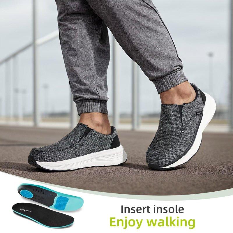 Men's Orthopedic Outdoor Slip-On Loafers Walking Shoes: Arch Support Plantar Fasciitis Sneakers Comfort Classic Canvas Shoes For Foot And Heel Pain