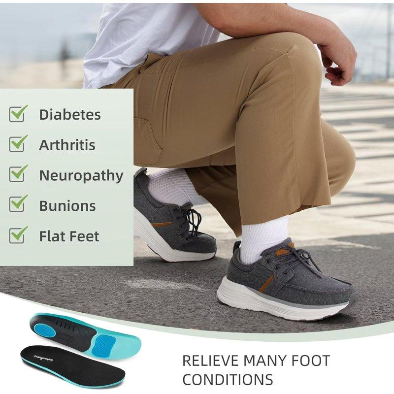 Men's Orthopedic Walking Shoes For Plantar Fasciitis Comfortable Arch Support Slip-On Shoes Cushioned Thick Sole Sneakers For Foot And Heel Pain Relief