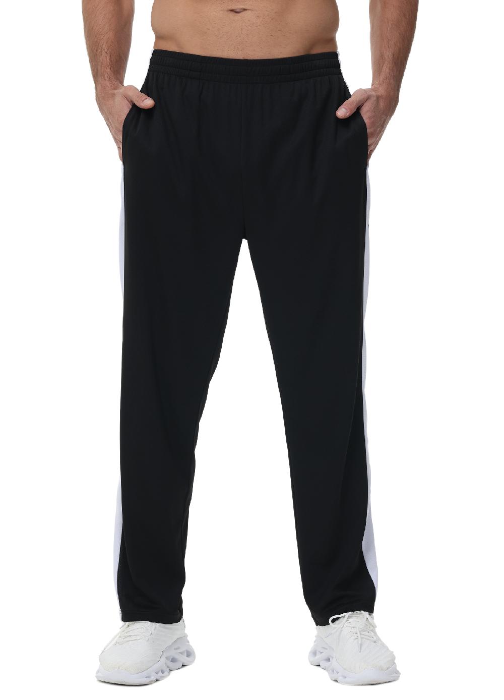 Men's Sweatpants Athletic Lounge Pants Open Bottom Casual Jersey Pants For Men With Pocket Black L