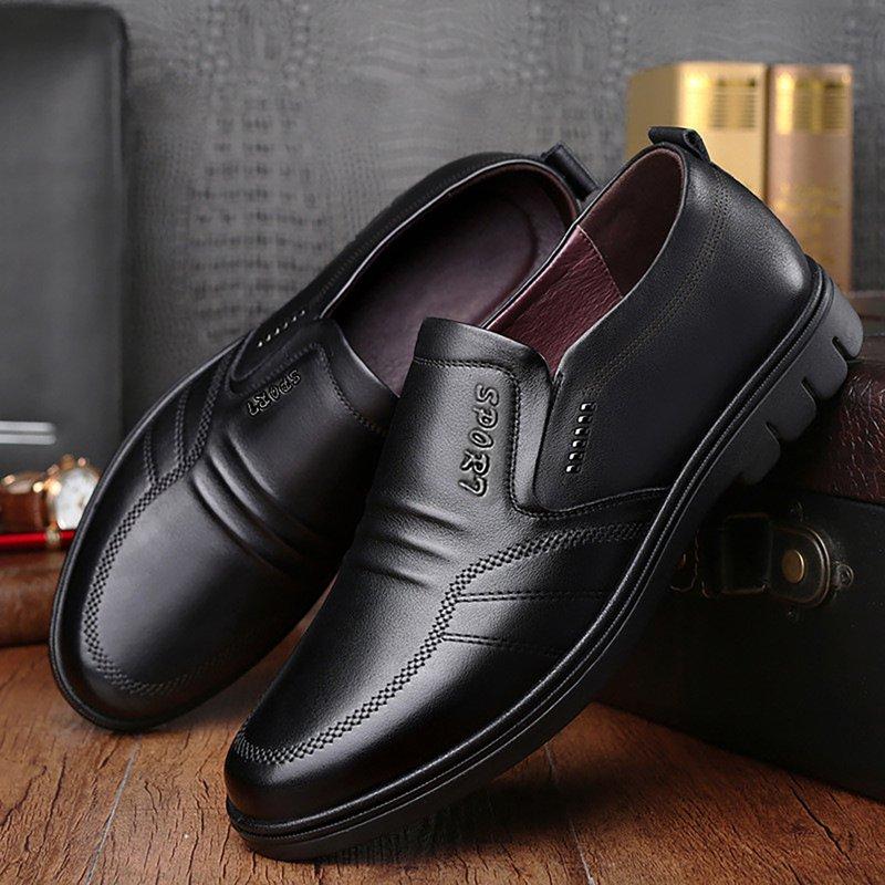 Mens Classic Leather Shoes Slip On Business Oxfords Work Shoes Fashion Tuxedo Dress Shoes For Men