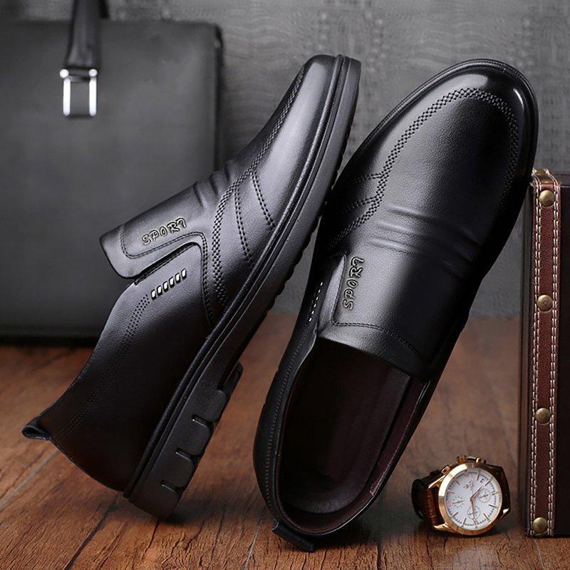 Mens Classic Leather Shoes Slip On Business Oxfords Work Shoes Fashion Tuxedo Dress Shoes For Men