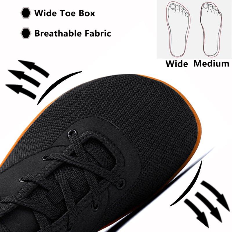 Mens Walking Shoes Wide Toe Barefoot Cross-Trainer Shoes Comfortable Tennis Shoes Fashion Sneakers 13 Wide Black