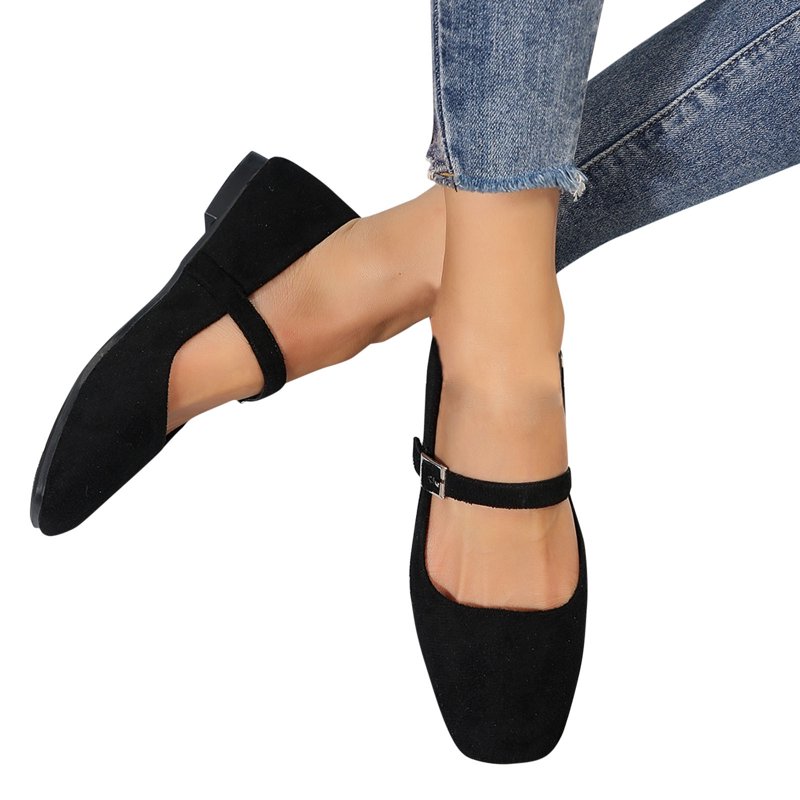 Mepaouo Flats Shoes Women Adjustable Strap Ballet Slip on Shoes Square Toe Ballerina Flats