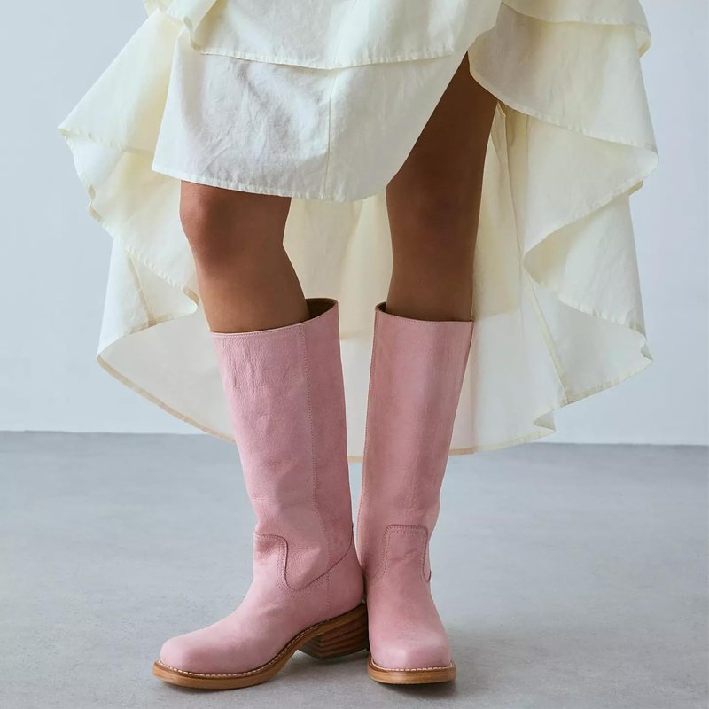 Mid Calf Boots For Women Round Toe Pull On Biker Boots Stacked Chunky Heeled Riding Boots Women's Comfort Leather Tall Boots