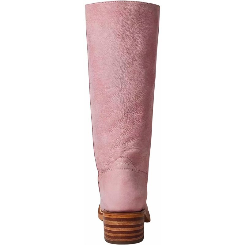 Mid Calf Boots For Women Round Toe Pull On Biker Boots Stacked Chunky Heeled Riding Boots Women's Comfort Leather Tall Boots