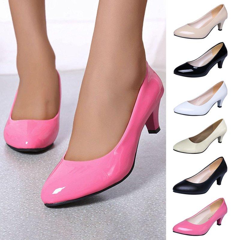 Miluxas Pumps for Women Comfortable Low Heel Women Pumps Closed Round Toe Dress Shoes for Work Office Wedding Party Prom