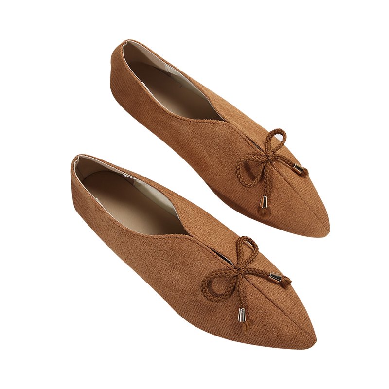 Miluxas Women's Ballet Flats Comfortable Casual Dressy Shoes Work Flats Office Shoes Pointed Toe Flats Brown 9.5(43)
