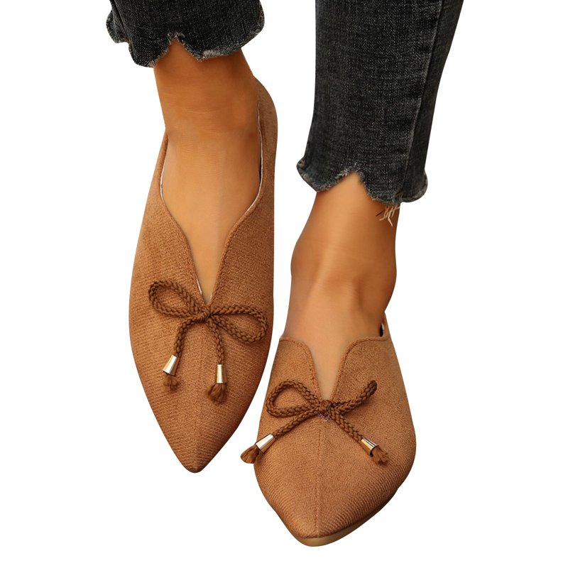 Miluxas Women's Ballet Flats Comfortable Casual Dressy Shoes Work Flats Office Shoes Pointed Toe Flats Brown 9.5(43)
