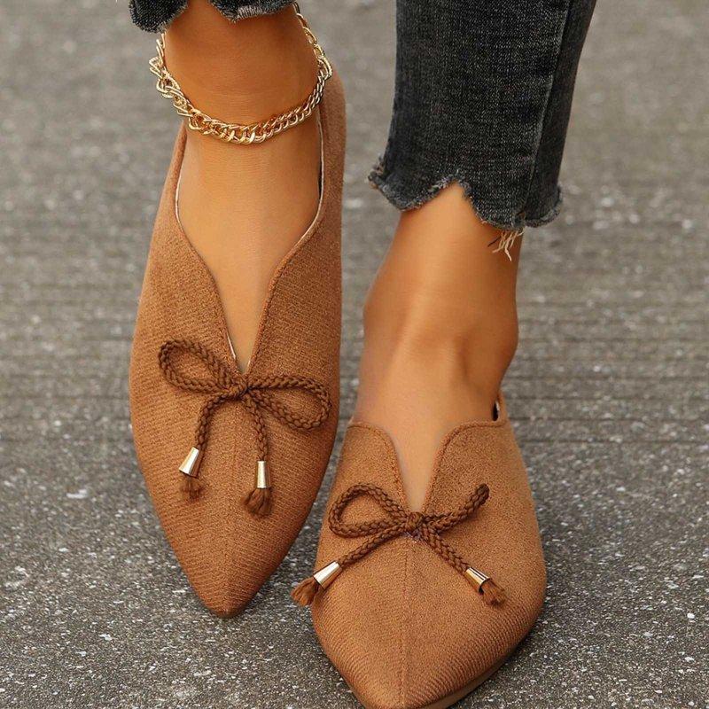 Miluxas Women's Ballet Flats Comfortable Casual Dressy Shoes Work Flats office Shoes Pointed Toe Flats Brown 9.5(43)