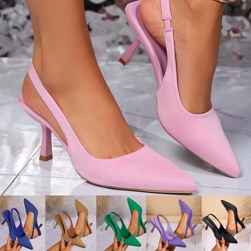 Miluxas Women’s Closed Toe Kitten Heels Pointed Toe Slingback Low Heels Dress Bridal Wedding Pumps Shoes