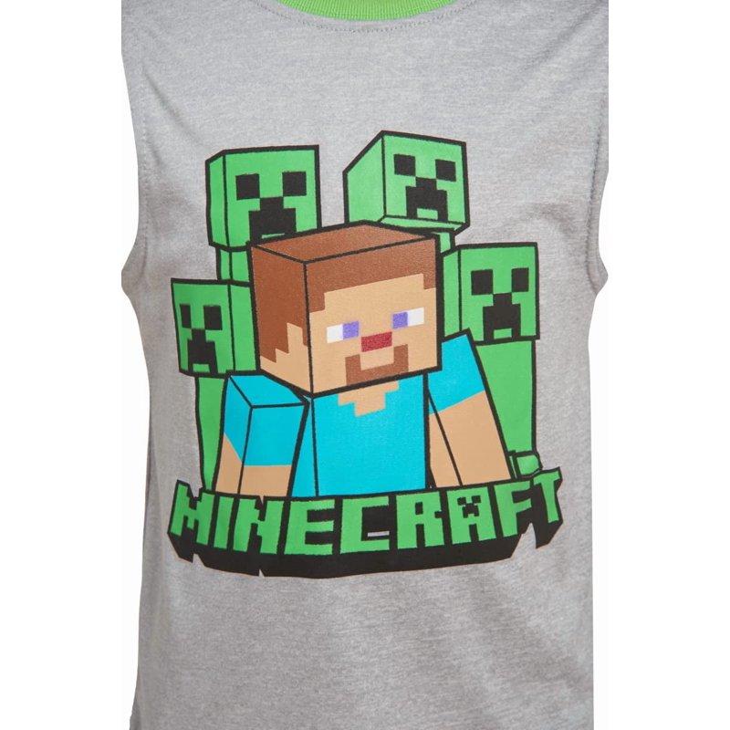 Minecraft Boys Creepers 3 Piece T-Shirt Tank Top Short Set (Black Sizes 4-12)