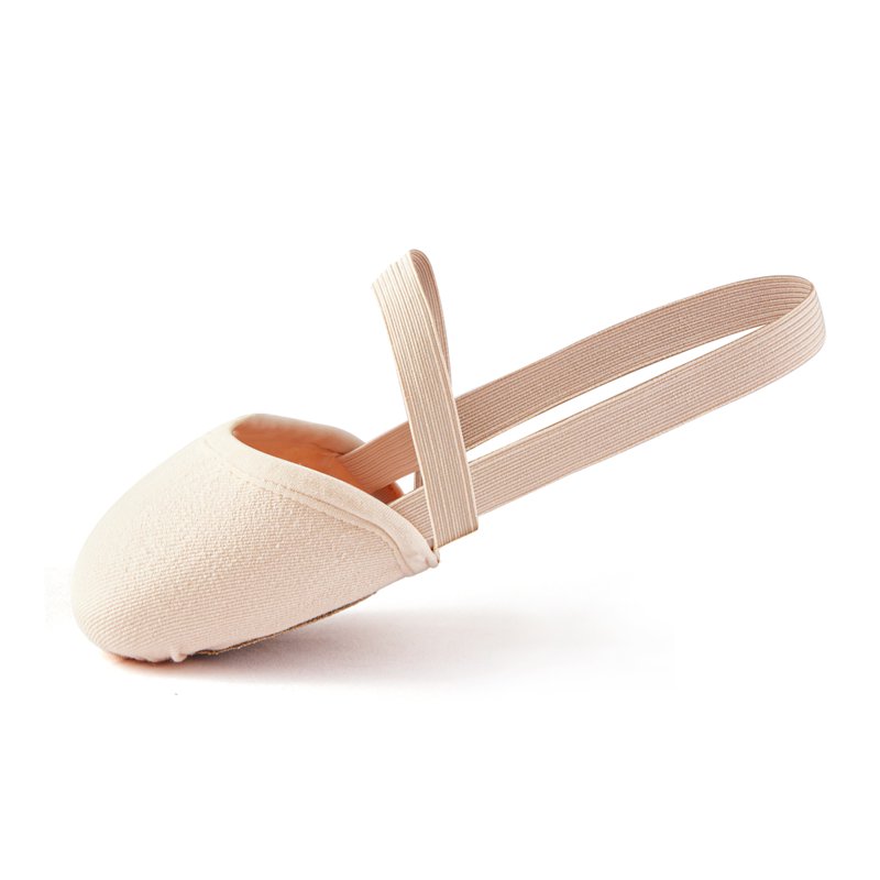 Missfiona Canvas Half Soles Lyrical Shoes For Girls Womens Pirouette Contemporary Turners Dance Shoes (Nude S)