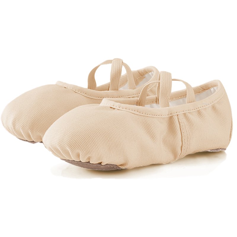Missfiona Girls Ballet Shoes Canvas No-Tie Ballet Slippers Dance Shoes For Toddler/Little Kid/Big Kid/Boy(1M Nude)
