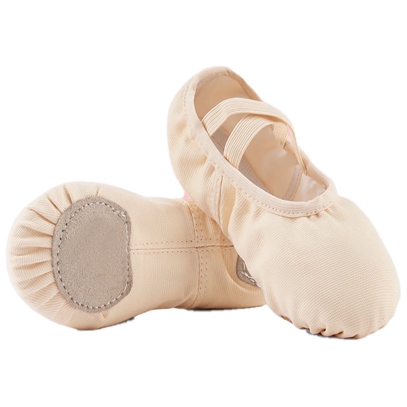 Missfiona Girls Ballet Shoes Canvas No-Tie Ballet Slippers Dance Shoes For Toddler/Little Kid/Big Kid/Boy(1M Nude)