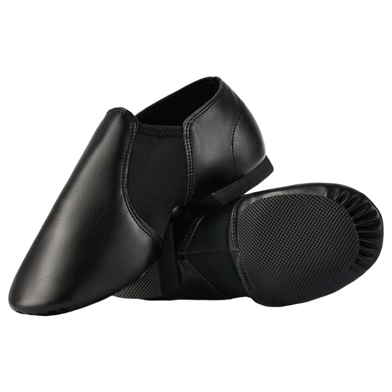 Missfiona PU Leather Jazz Shoes For Girls And Boys Slip-On Dance Shoes For Little Kid/Big Kid(3 Black)