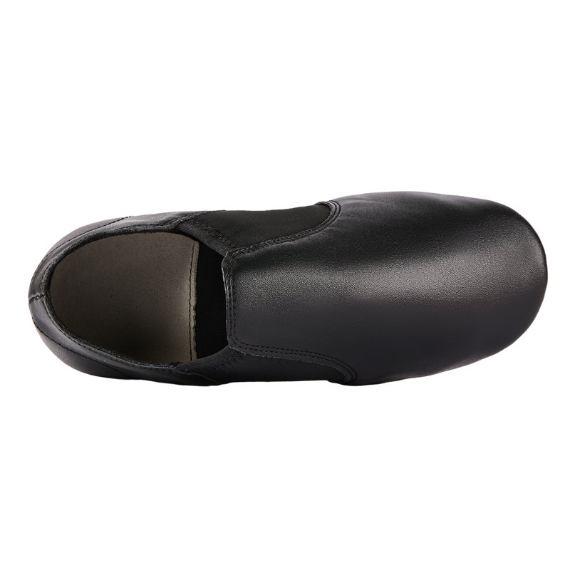 Missfiona PU Leather Jazz Shoes For Girls And Boys Slip-On Dance Shoes For Little Kid/Big Kid(3 Black)
