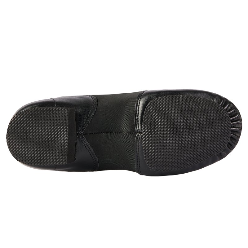 Missfiona PU Leather Jazz Shoes For Girls And Boys Slip-On Dance Shoes For Little Kid/Big Kid(3 Black)