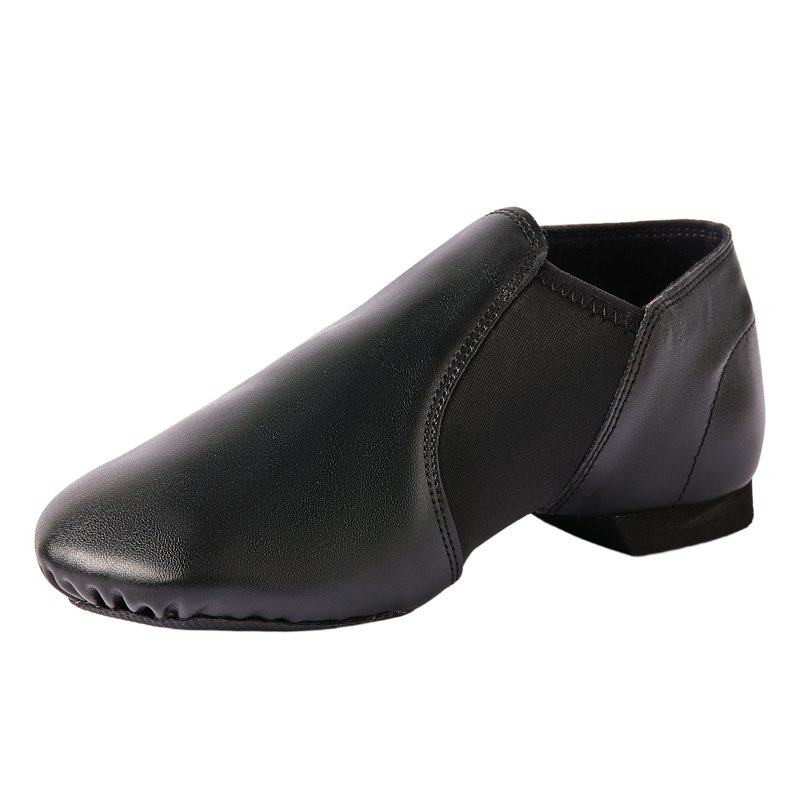 Missfiona PU Leather Jazz Shoes for Girls and Boys Slip-On Dance Shoes for Little Kid/Big Kid(3 Black)