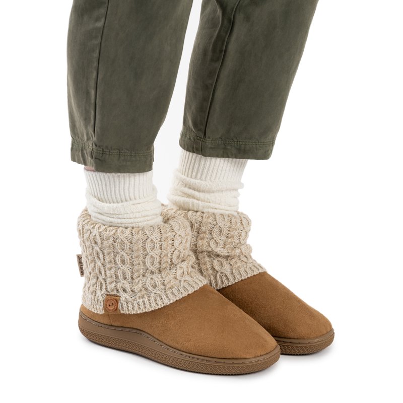 MUK LUKS Women's Cable Knit Slipper Booties