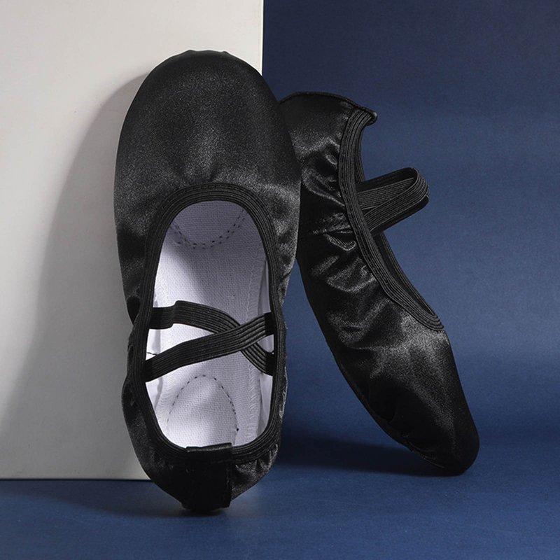 NAISIBABY Girls Ballet Shoes Soft Fitness Non-slip X Strap Gymnastics Dance Shoes Black