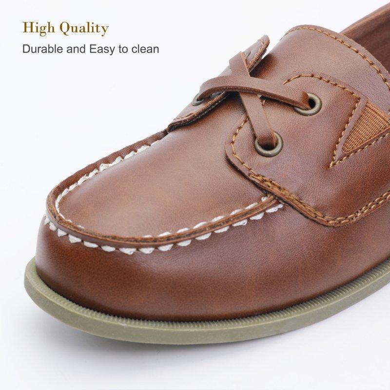 NCCB Boys Loafers Boys Dress Shoes Casual School Shoes Slip On Brown Size 1