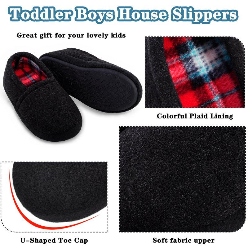 NCCB Kids Boys Slippers Comfy Indoor Outdoor Slippers For Little Big Kids Black Size 2-3