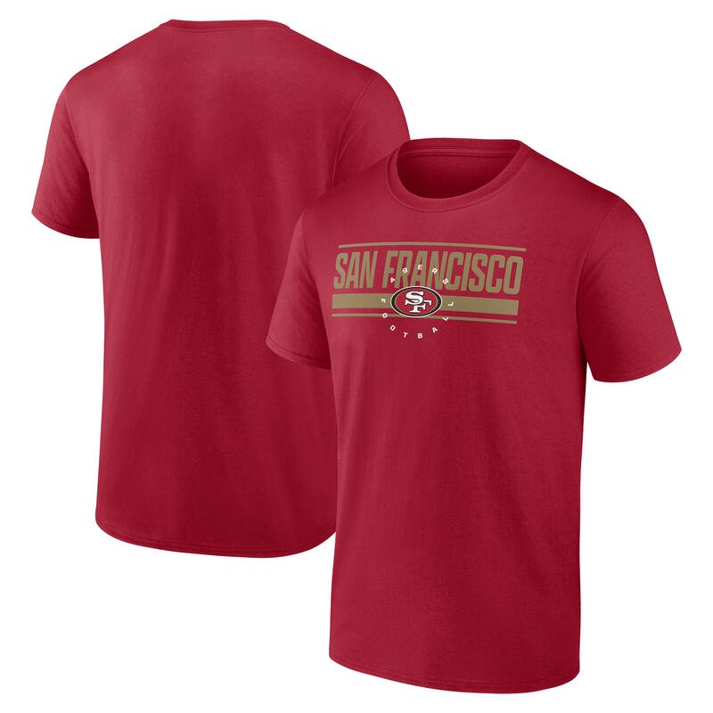 NFL San Francisco 49ers Mens Red Color Cotton Short Sleeve Tee Bar Circle