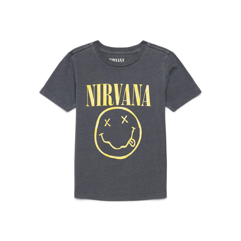 Nirvana Smiley Boys Graphic Tee With Short Sleeves Sizes 4-18