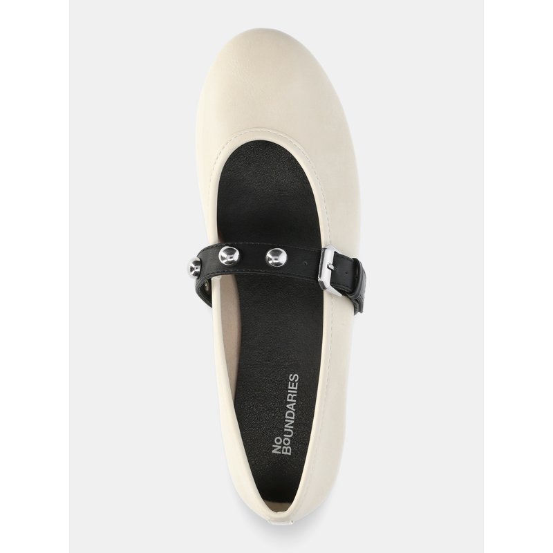 No Boundaries Faux Leather Mary Jane Flats With Studs Women's