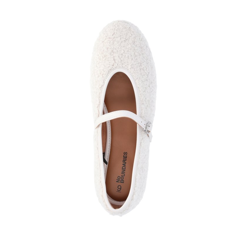 No Boundaries Women's Faux Shearling Mary Jane Flats