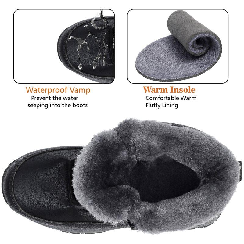 Northblanc Mens Snow Boots Water Resistant Hiking Boots Non-slip Winter Warm Fur Lined Comfort Outdoor Camping Shoes