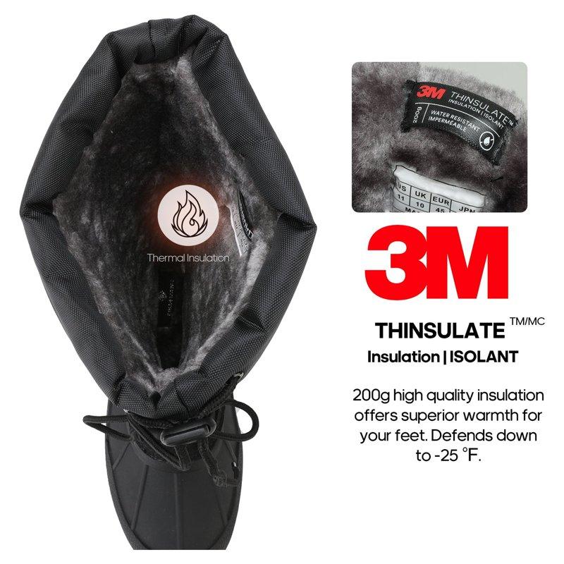 Nortiv8 Mens Snow Boots Insulated Water-resistant Thermolite Winter Outdoor Hiking Boots MOUNTAINEER-1M BLACK Size 11