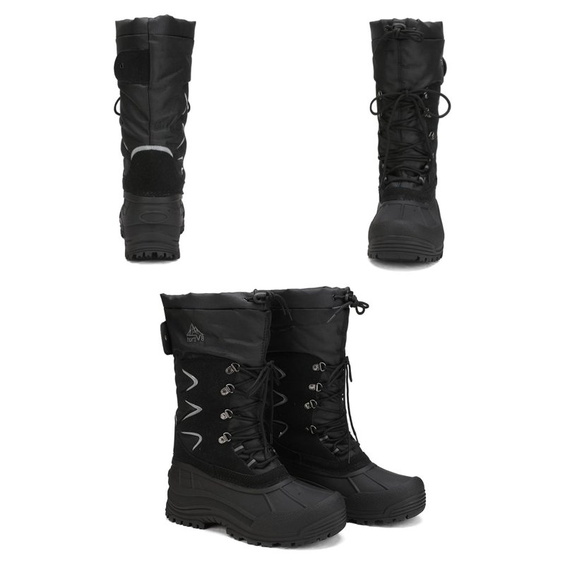Nortiv8 Mens Snow Boots Insulated Water-resistant Thermolite Winter Outdoor Hiking Boots MOUNTAINEER-1M BLACK Size 11