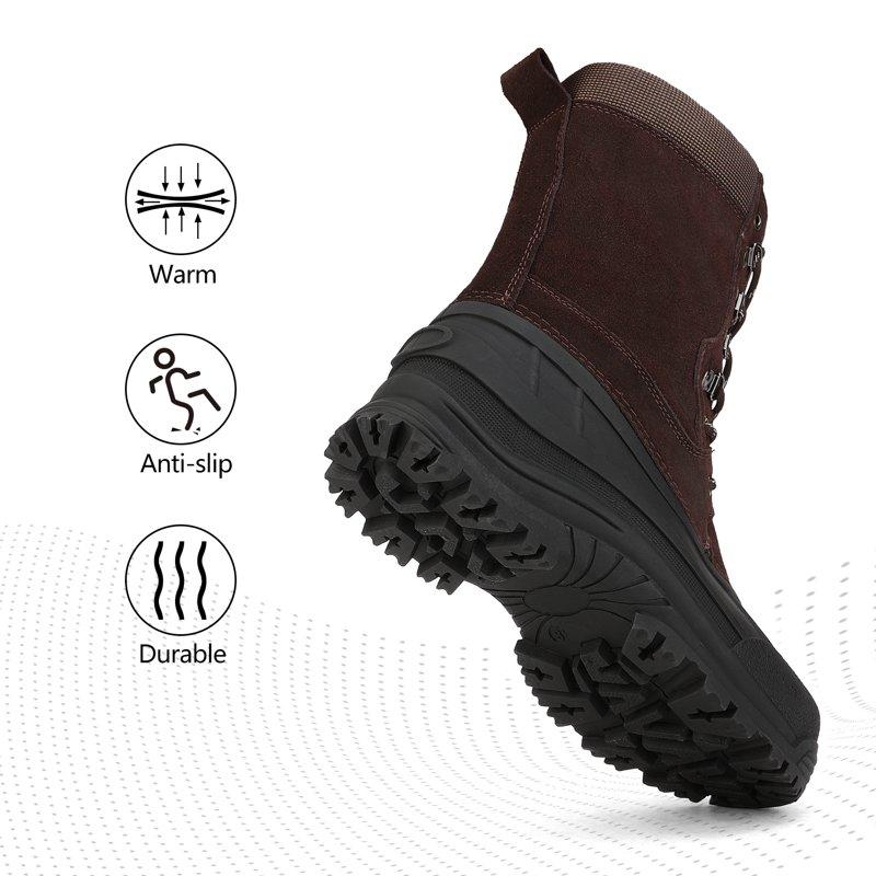 Nortiv8 Mens Winter Warm Outdoor Hiking Boots Snow Boots Insulated Waterproof Work Boots Shoes Terrex-2M Brown Size 8