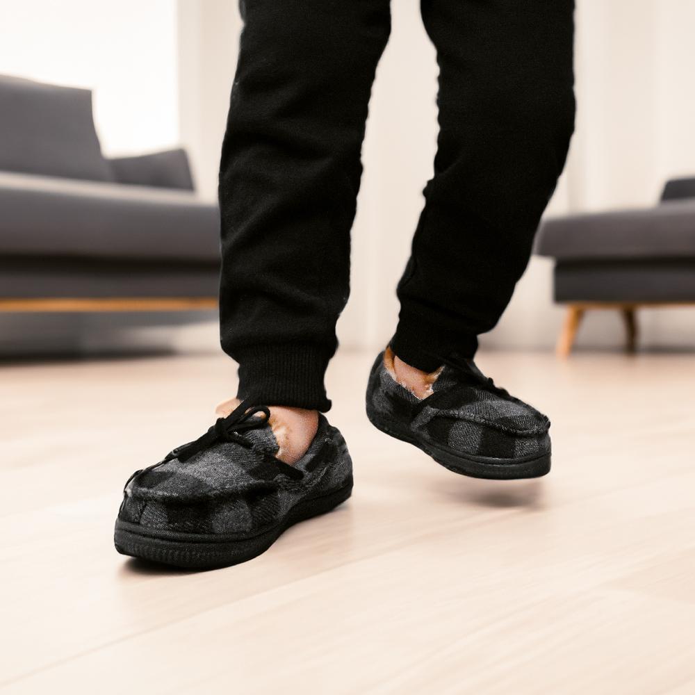 NORTY Boys Girls Moccasin Slippers For Kids Slip-On House Shoes - Flat Heel Medium Moc Toe