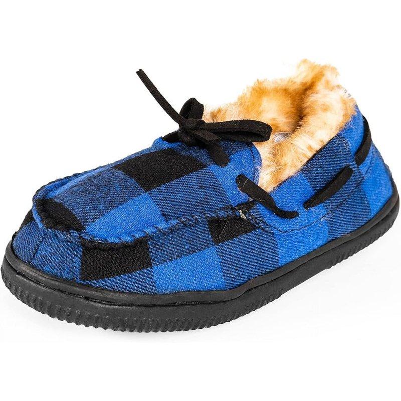 NORTY Boys Girls Moccasin Slippers for Kids Slip-On House Shoes - Flat Heel Medium Moc Toe