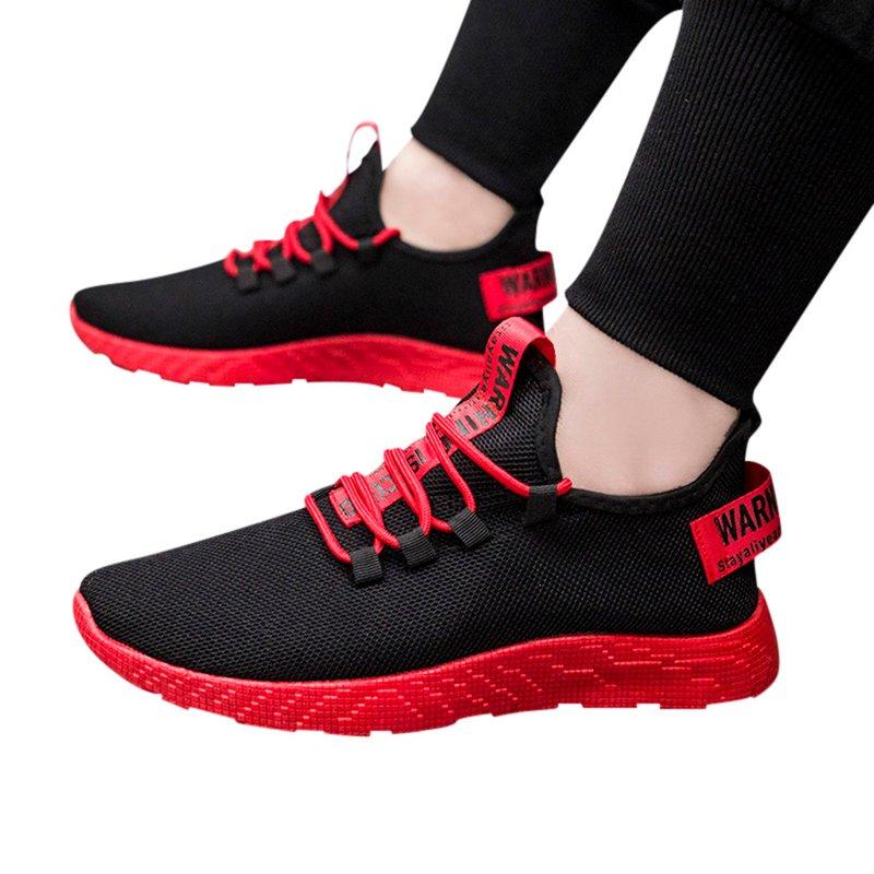 Nsendm Male Fashion Sneakers Adult Men Sneaker Shoes Men's Weaving Running Le Shoes Tourist Flying Leisure Men's Sneaker Shoes Men Red 8.5