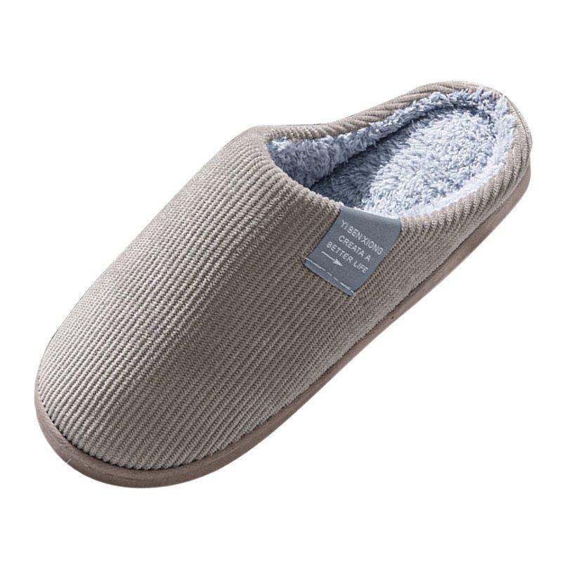 Nsendm Male Shoes Adult Mens Wide Width Slippers Slip On Plus Velvet Warm Thick Bottom Non Slip Cotton Men's Slippers Size 9 1/2 Or 9-10 Coffee 9.5