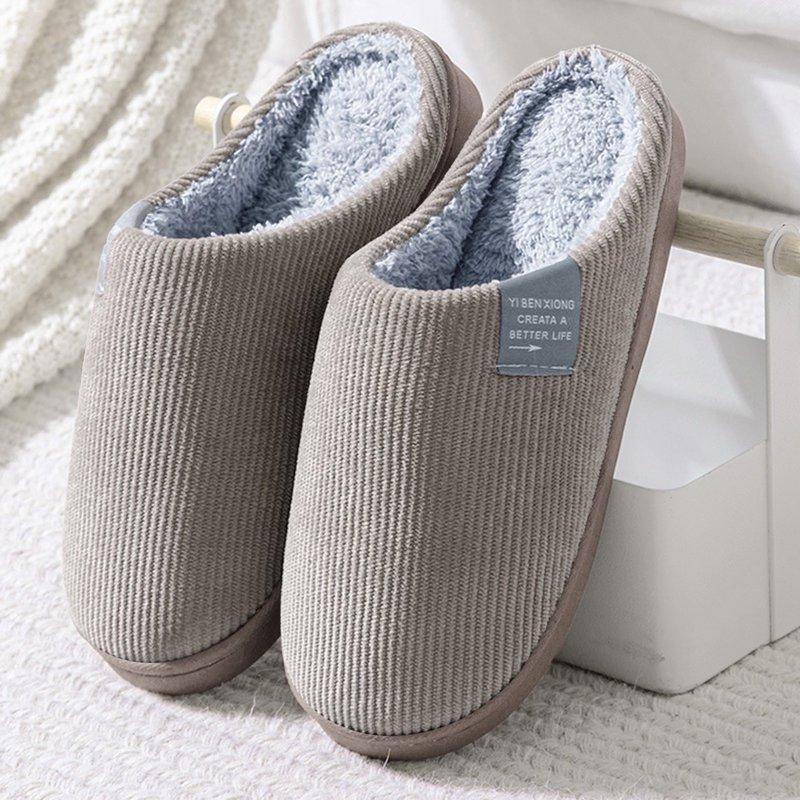 Nsendm Male Shoes Adult Mens Wide Width Slippers Slip On Plus Velvet Warm Thick Bottom Non Slip Cotton Men's Slippers Size 9 1/2 Or 9-10 Coffee 9.5