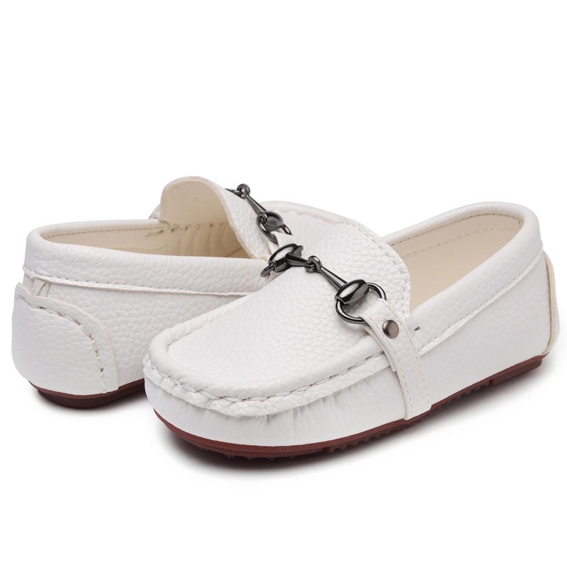 Odema Toddler Boys Soft Split Leather Slip-On Loafer Boat Dress Shoes